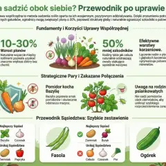 Przewodnik po uprawie współrzędnej: jakie warzywa sadzić obok siebie, by zwiększyć plony i ograniczyć szkodniki. Pomidor z bazylią to dobry duet.
