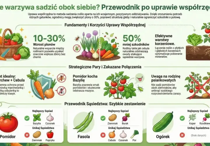 Przewodnik po uprawie współrzędnej: jakie warzywa sadzić obok siebie, by zwiększyć plony i ograniczyć szkodniki. Pomidor z bazylią to dobry duet.