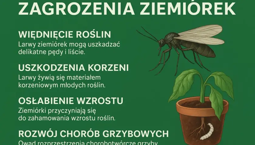 Ziemiórki to szkodniki. Ich larwy uszkadzają korzenie i pędy roślin, osłabiając ich wzrost i sprzyjając chorobom grzybowym.