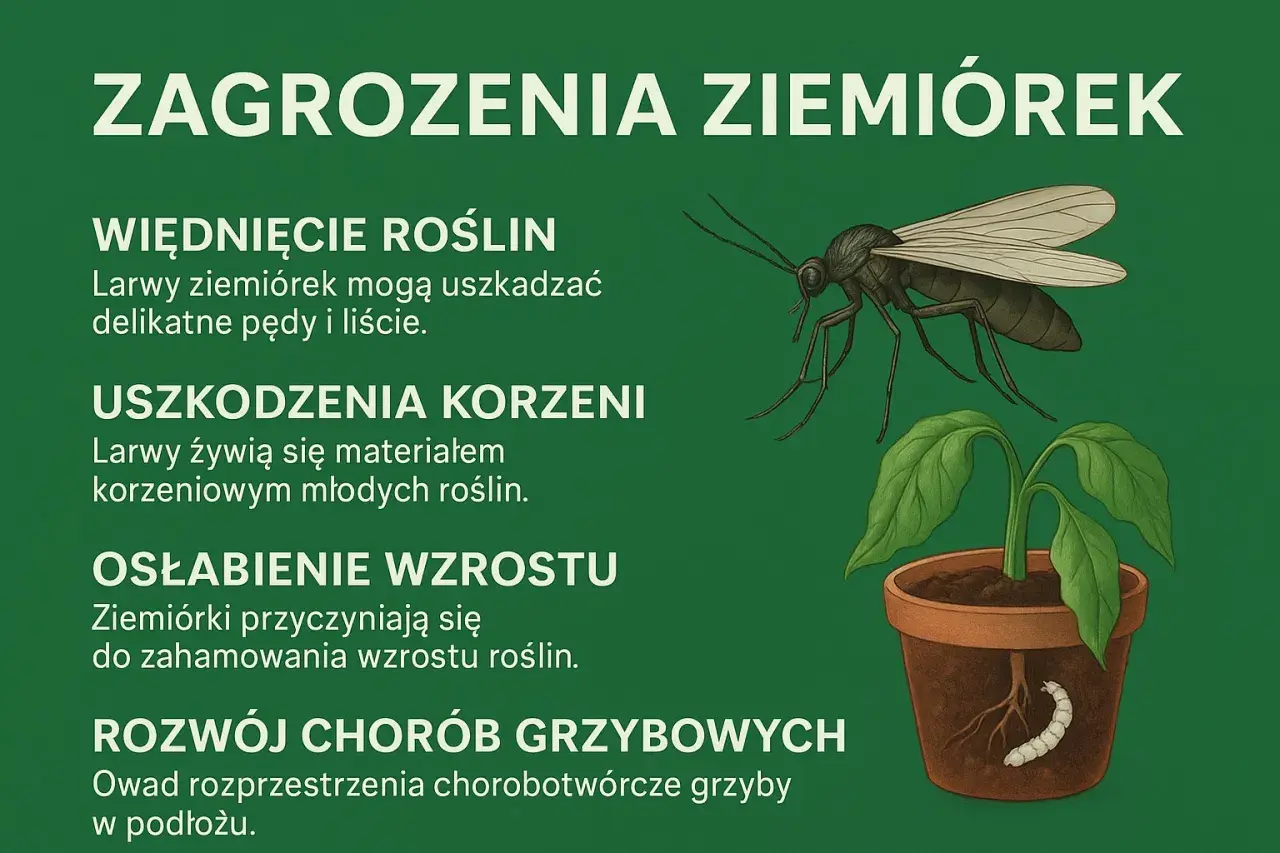 Ziemiórki to szkodniki. Ich larwy uszkadzają korzenie i pędy roślin, osłabiając ich wzrost i sprzyjając chorobom grzybowym.